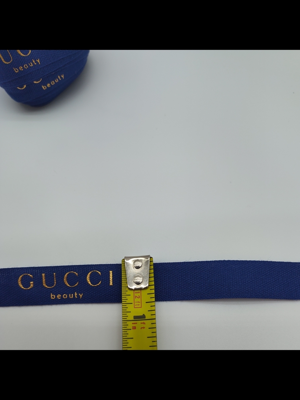 GUCCI Beauty Royal Blue Gold Logo Ribbon 2 Yards Gift Wrap Trim - Picture 3 of 3